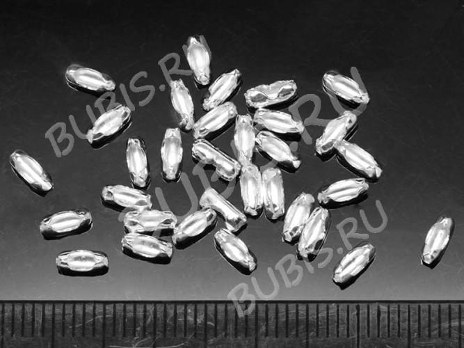 (СКИДКИ!!!) Замочек Фиксатор для шариковой цепочки 04 (для цепочки 1-1,5мм) 5*2*2мм серебристый (Iron) (100шт.)