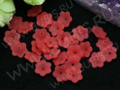 Бусина акрил Цветочек 04 матовый 12*12*4,5мм коралловый полупрозрачный (акрил) (10шт.)