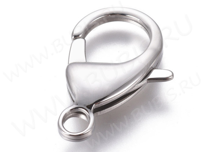 Замочек карабин №091 большой 27*18*6мм цвет платины (Хирургическая сталь)
