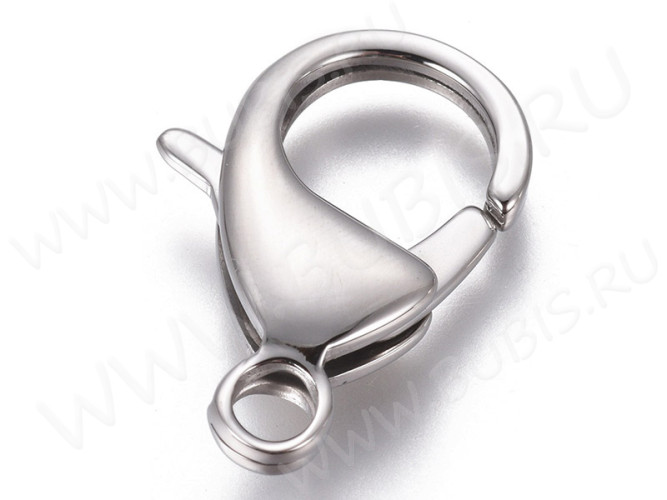 Замочек карабин №091 большой 27*18*6мм цвет платины (Хирургическая сталь)
