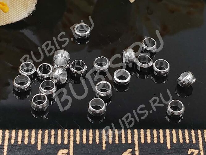 Зажимные бусины 23 рондели округлые 2*1мм цвет платины (Хирургическая сталь) (20шт)