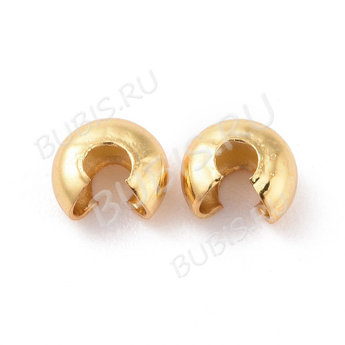 Обжимная бусина 16 маскировочная разъёмная покрывная 5*2,5мм золотистая (Хирургическая сталь) (10шт)