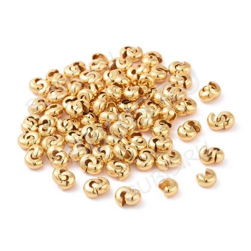Обжимная бусина 16 маскировочная разъёмная покрывная 5*2,5мм золотистая (Хирургическая сталь) (10шт)