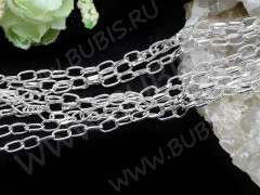 Цепочка I042 с простым плетением звено 6,5*4мм серебристая (Iron) (50см)
