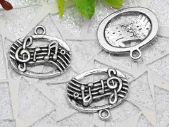 Подвеска Нота 04 на эллипсе 19,5*17,5*2мм античное серебро (литьё)