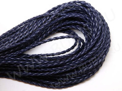 Шнур кожаный 05 кожзам плетёный круглый 3мм тёмно-синий (1м)