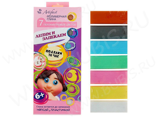 Полимерная глина Артефакт набор 7507-38 7 перламутровых цветов 140г