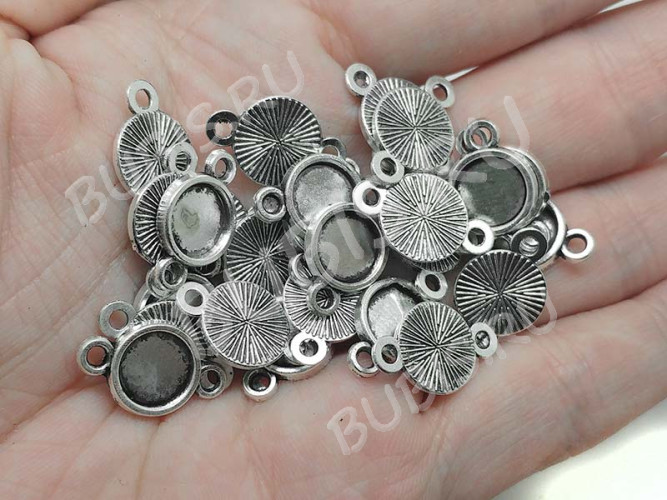 277 Коннектор-сеттинг Круг (сеттинг 8мм) 17,5*10,5*1,7мм античное серебро (литьё)