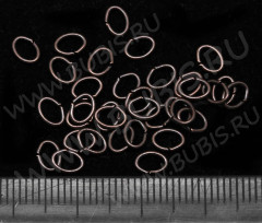 Колечки овальные закрытые разъёмные 5*4мм античная медь (Iron) (20шт.)