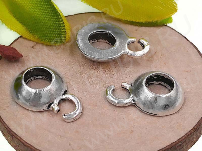 Бусина с петлёй 096 Бейл половинчатый 14*9,5*3мм античное серебро (литьё)