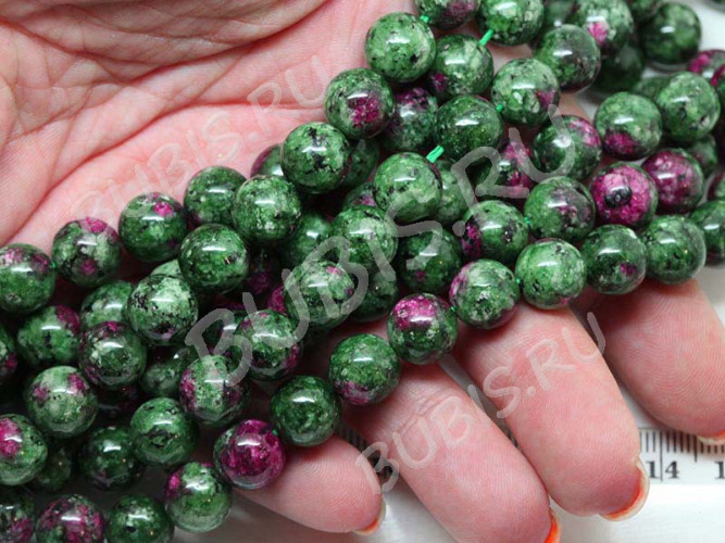 (ОПТ) Бусина округлая 6мм Цоизит (Циозит) (камни) (НИТЬ)