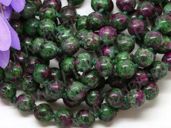 (ОПТ) Бусина округлая 6мм Цоизит (Циозит) (камни) (НИТЬ)