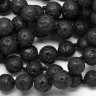 Купить (ОПТ) Бусина округлая 4мм Лава вулканическая чёрная (камни) (НИТЬ) с доставкой по России