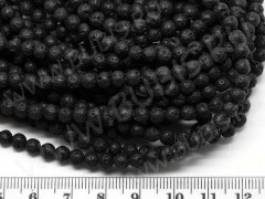 (ОПТ) Бусина округлая 4мм Лава вулканическая чёрная (камни) (НИТЬ)