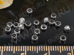 Зажимные бусины 07 округлые 3*3*1,5мм цвет платины (Brass) (ок.100шт.)