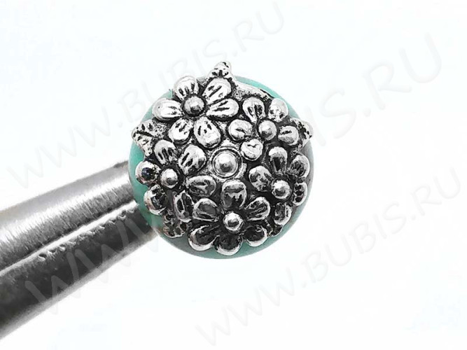 (СКИДКИ!!!) 235 Шапочка Цветочки 12*11,5*4мм античное серебро (литьё) (10шт.)