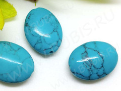Бусина каменная Овал 74 27*20*8мм Бирюза голубая пресс. (камни)