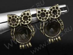 Пуссеты (&quot;гвоздики&quot;) №093 Сова 19,5*14,5*13,5мм античная бронза (литьё) (1 пара)