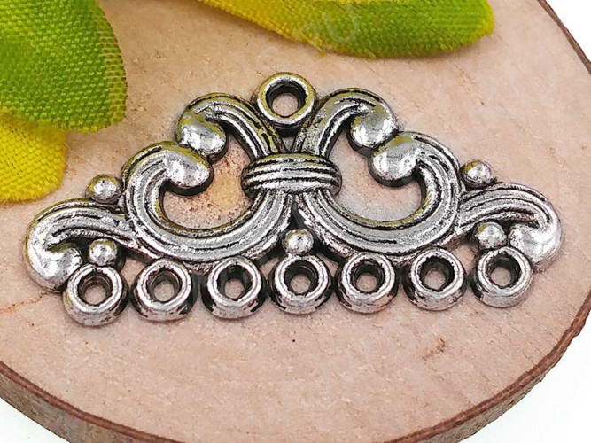 (СКИДКИ!!!) 305 Коннектор на 7 нитей 28*14,5*1,4мм античное серебро (литьё) (10шт.)