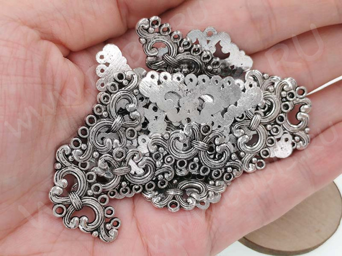 (СКИДКИ!!!) 305 Коннектор на 7 нитей 28*14,5*1,4мм античное серебро (литьё) (10шт.)