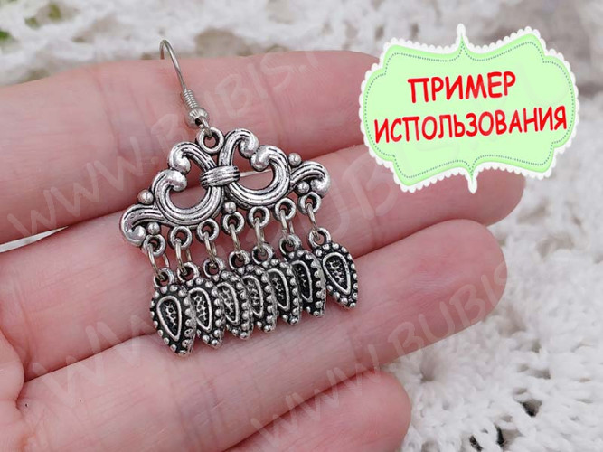 (СКИДКИ!!!) 305 Коннектор на 7 нитей 28*14,5*1,4мм античное серебро (литьё) (10шт.)