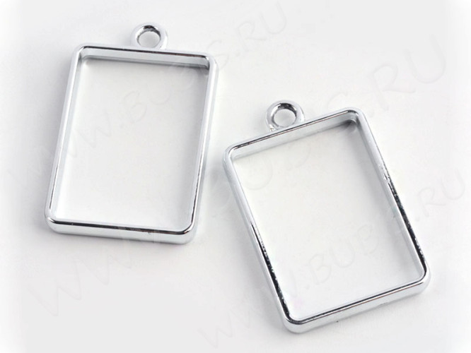 Подвеска Рамка 02 Прямоугольник 34*21*3,6мм цвет платины (литьё)