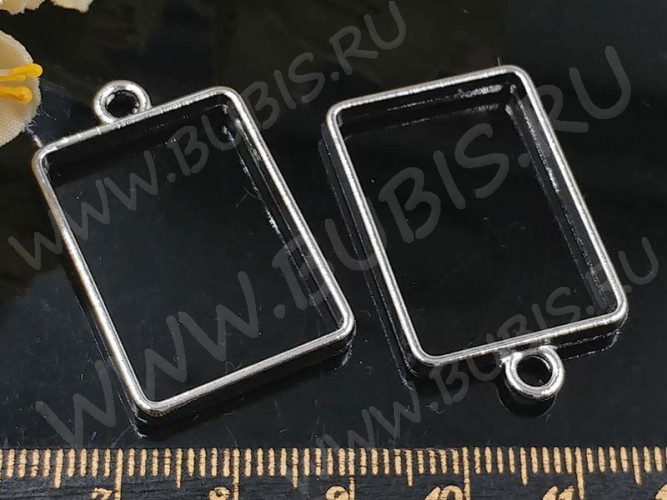 Подвеска Рамка 02 Прямоугольник 34*21*3,6мм цвет платины (литьё)