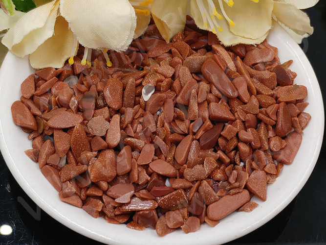 Наполнение для смолы и бутылочек 059 каменная крошка БЕЗ отверстий 2-8*2-4мм Авантюрин золотистый имит. (декор)