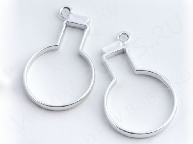 Подвеска Рамка 29 Бутылочка круглая 42*26*3,5мм матовая серебристая (литьё)