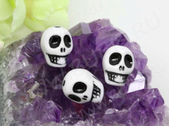 Бусина акриловая Череп 02 12,5*11,5*9,5мм бело-чёрный непрозрачный (акрил)