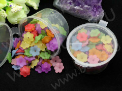 (СКИДКИ!!!) Бусина акрил Цветочек 04 матовый 12*12*4,5мм МИКС полупрозрачный (акрил) (50шт.)