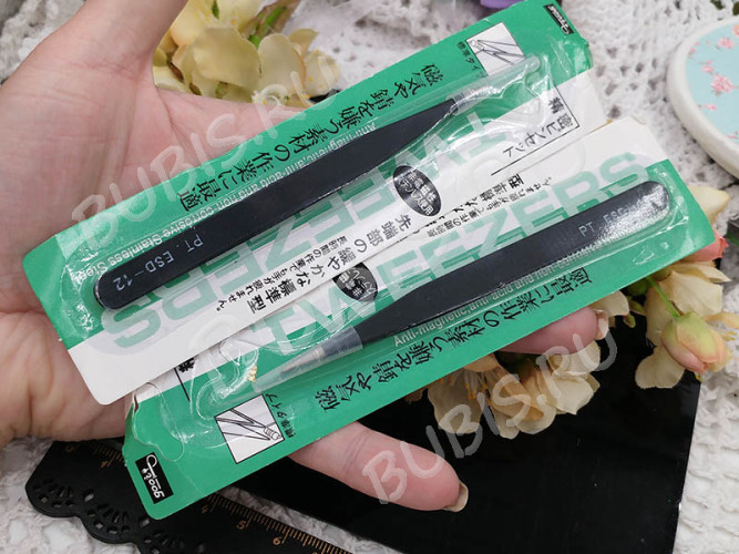 Пинцет 09 с прямыми носиками 110мм чёрно-стальной (сталь) (инструменты для бижутерии)