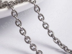 Цепочка S25 Ювелирная сталь с узором и плоским звеном 4,3*3,2*0,8мм цвет платины (Хирургическая сталь) (50см)