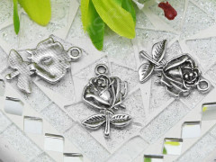 Подвеска Цветочек 33 Роза 25,5*17,5*4мм античное серебро (литьё)