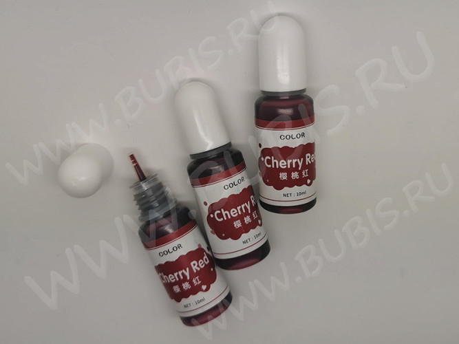 Краситель 01 Колер для смолы прозрачный Вишнёво-Красный Cherry Red (Transparent Colorant)(10мл)