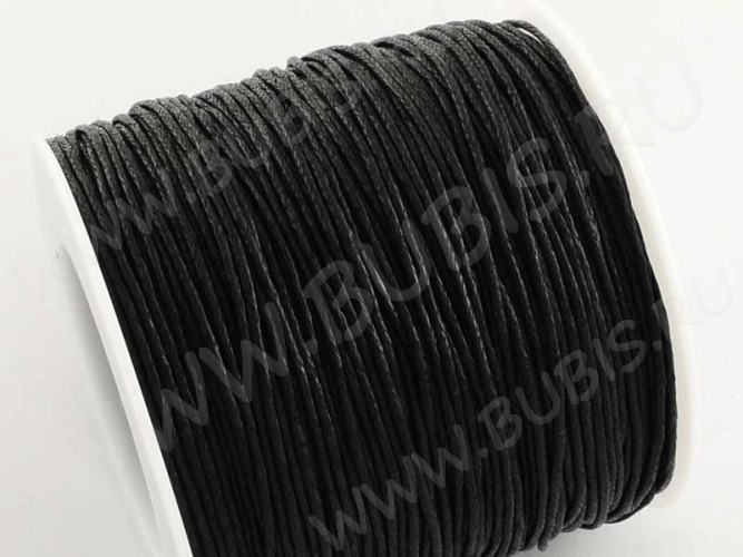 Вощёный х/б шнур К-1,5мм черный на катушке (ок.90м)