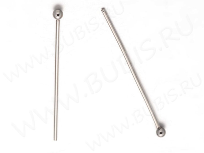 Штифт с шариком ювелирная сталь 40*0,5мм цвет платины (Хирургическая сталь) (10шт)