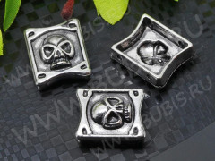 Разделитель 24 на 2 нити Череп 17*14,5*6,5мм античное серебро (литьё)