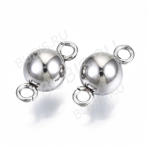 374 Коннектор Шар с петельками кольцами 11*5мм цвет платины (Хирургическая Сталь)