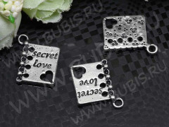 Подвеска Тетрадка 01 3D secret love 19*15*2,5мм античное серебро (литьё)