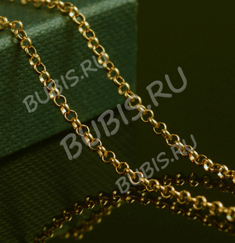 Цепочка S98-G Ювелирная сталь Ролло (Rolo) 2*2*0,8мм золотистая (Хирургическая сталь)(50см)