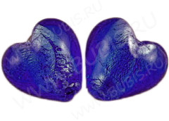128 Бусина Сердце с серебром 12*12*8мм цвет 15 синий (венецианское стекло)