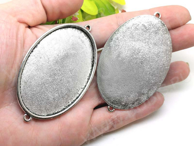 Подвеска-сеттинг Овал 47 огромный коннектор (сеттинг 60*40мм) 71,5*44*3,5мм античное серебро (литьё)