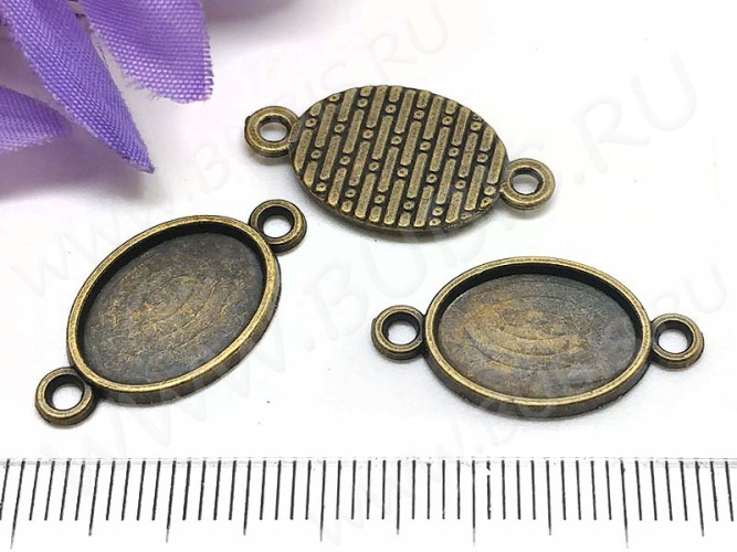 278 Коннектор-сеттинг Овал (сеттинг 14*10мм) 23,5*12,5*1,7мм античная бронза (литьё)