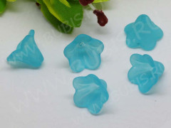 Бусина акрил Цветочек 33 чашечка матовый 14*13,5*10,5мм голубо-бирюзовый полупрозрачный (акрил) (5шт.)