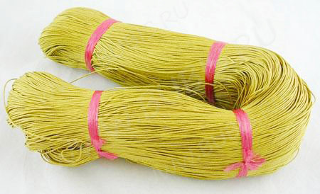 (СКИДКИ!!!) Вощёный х/б шнур 1мм цвет жёлтый (ок. 80м)