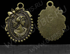 Подвеска &quot;Камея&quot; 03 27,5*20*1,5мм античная бронза (литьё)