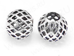 Бусина ажурная 23 Шарик 9,5*9,5*8,5мм цвет платины (Brass)