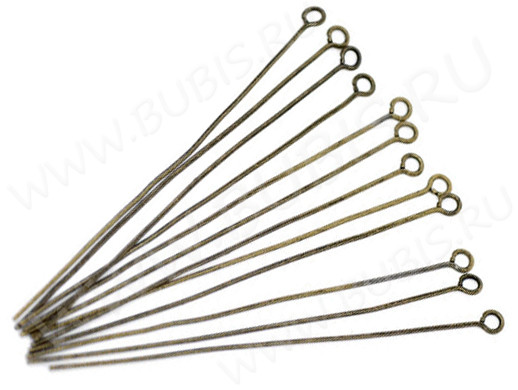 (КРУПНЫЙ ОПТ) Штифт с петлёй 50*0,7мм античная бронза (Iron) (500г)