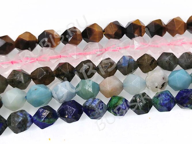 Бусина каменная Многогранник 03 8*7*7мм Розовый кварц бледный натуральный (камни)